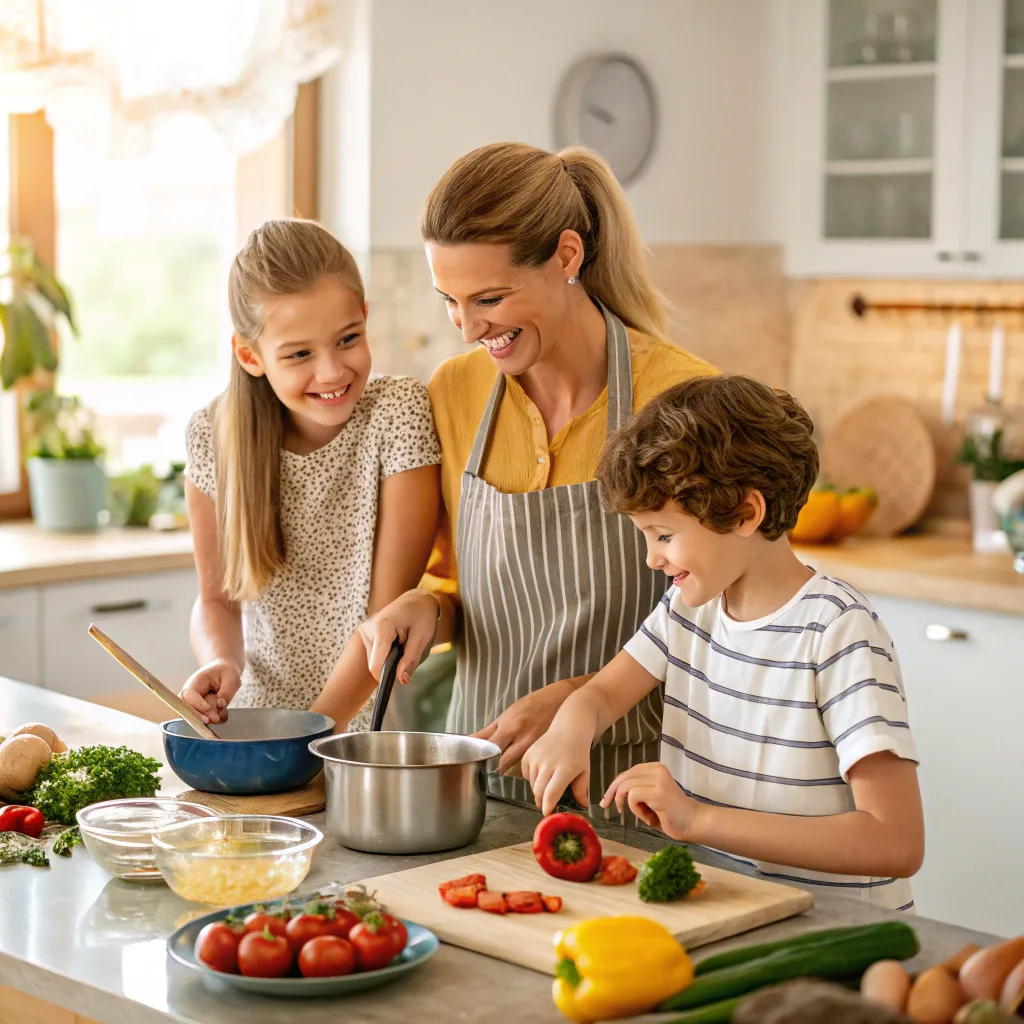 Family cooking together