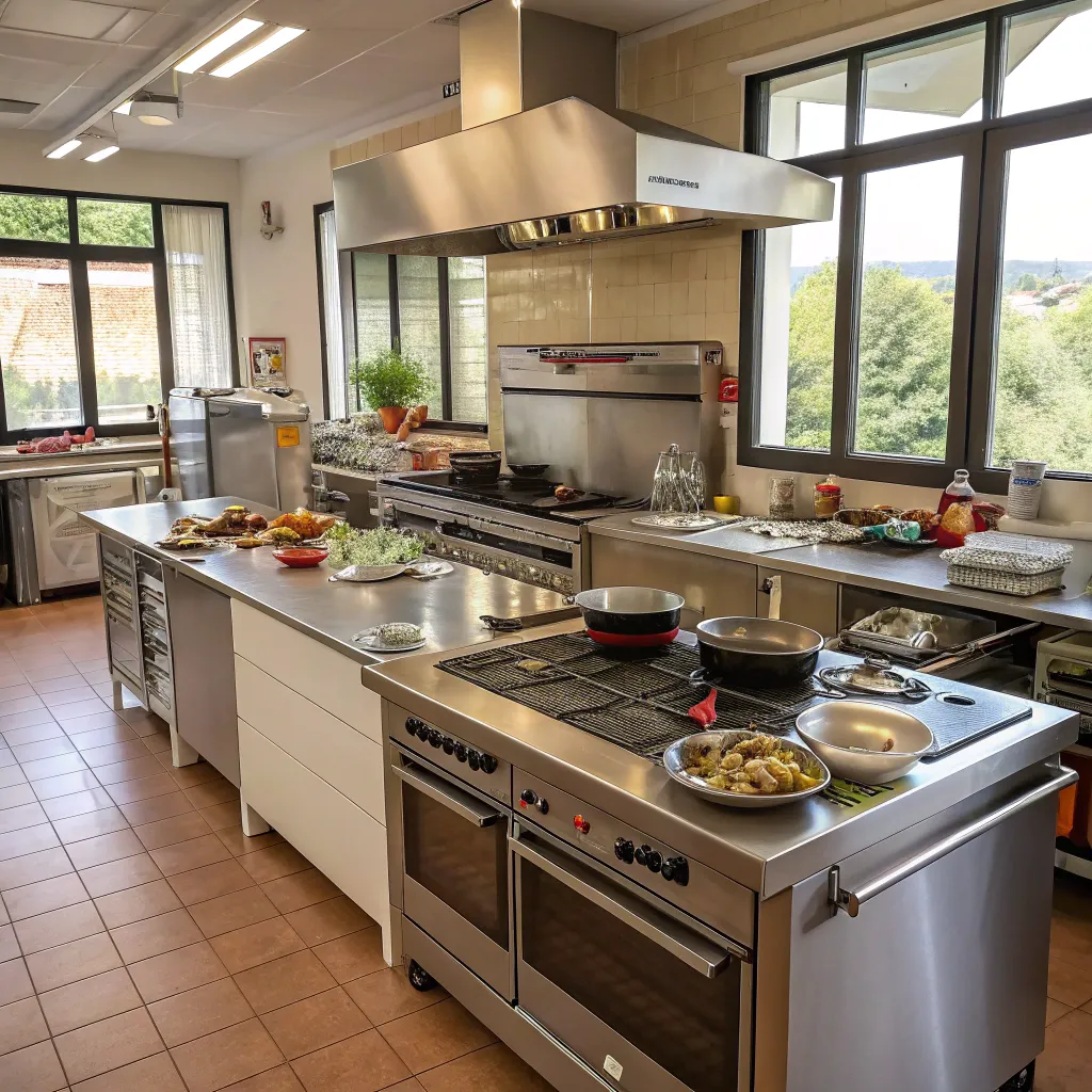 Fully equipped kitchen for cooking courses